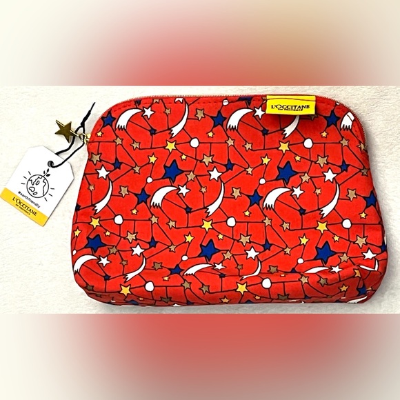 L'OCCITANE Handbags - L'OCCITANE En Provence Earth Froendly Red and Blue Starry Makeup Cosmetics Bag